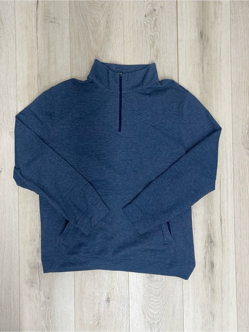 All In Motion Men’s Quarter Zip Sweatshirt XL Heathered Navy Pullover Pockets